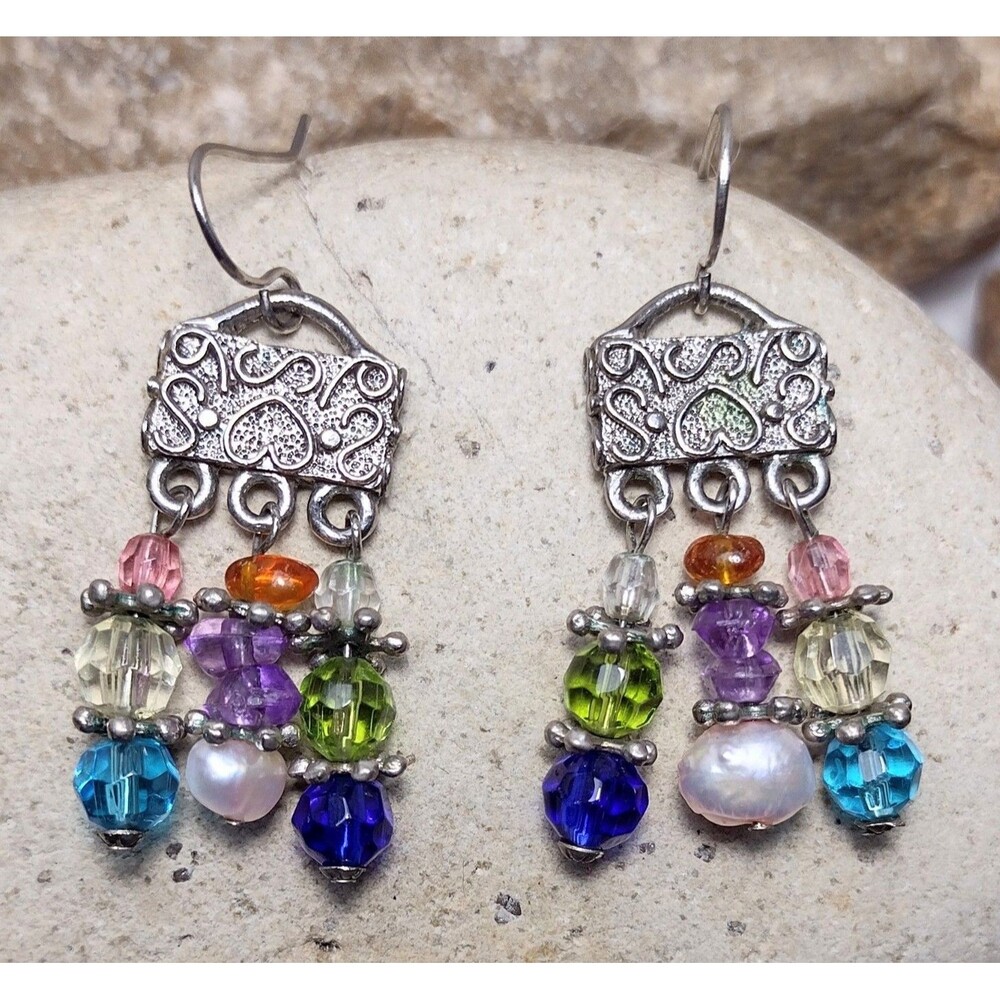 Baroque Pearl Baltic Amber Beaded Dangle Crystal Colorful Earrings